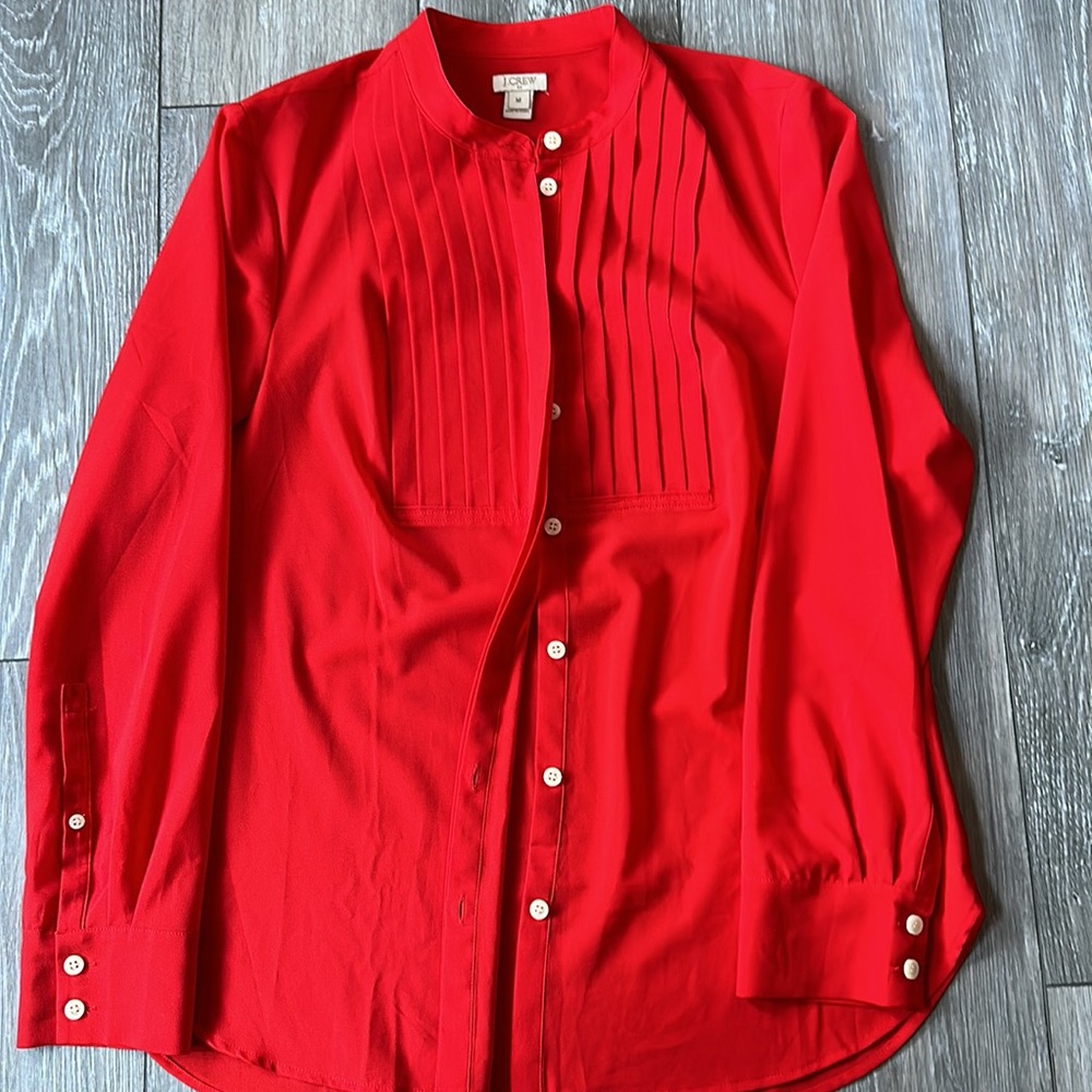 J Crew Pleated Tuxedo Buttondown Blouse - image 4